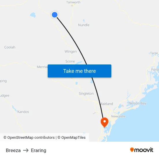 Breeza to Eraring map