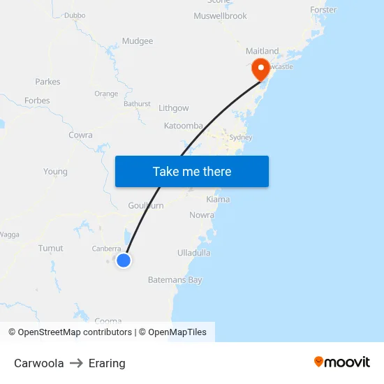 Carwoola to Eraring map