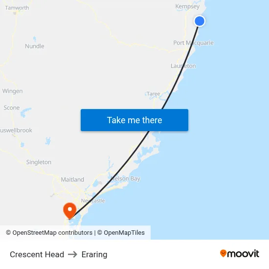 Crescent Head to Eraring map
