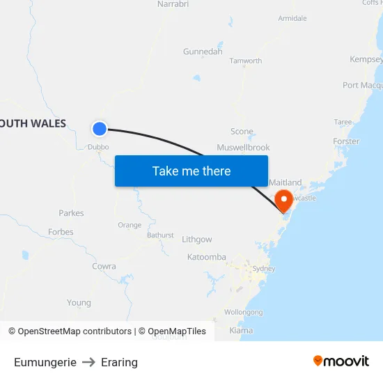 Eumungerie to Eraring map