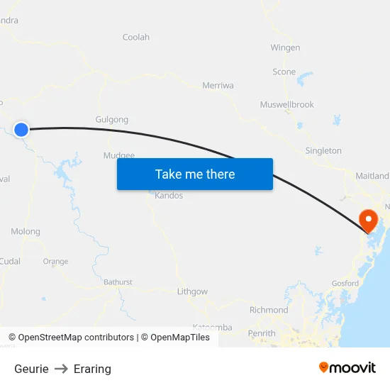 Geurie to Eraring map