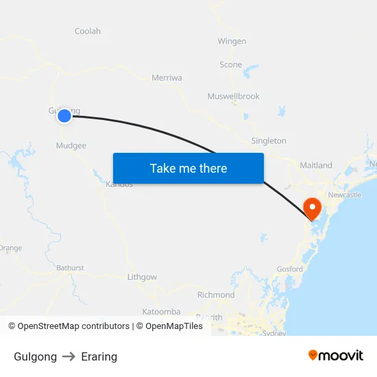 Gulgong to Eraring map