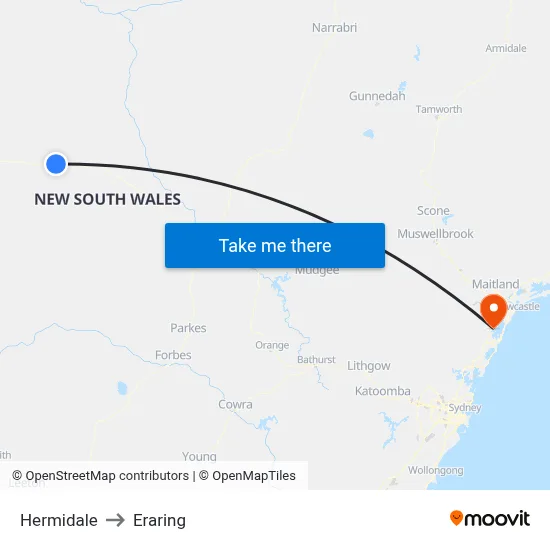 Hermidale to Eraring map