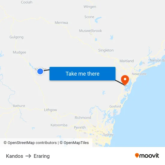 Kandos to Eraring map
