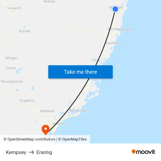 Kempsey to Eraring map