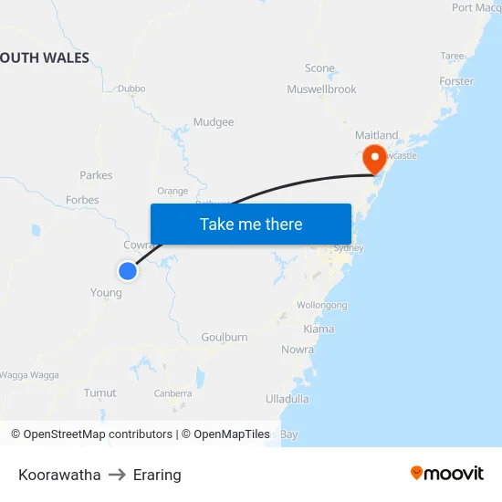 Koorawatha to Eraring map