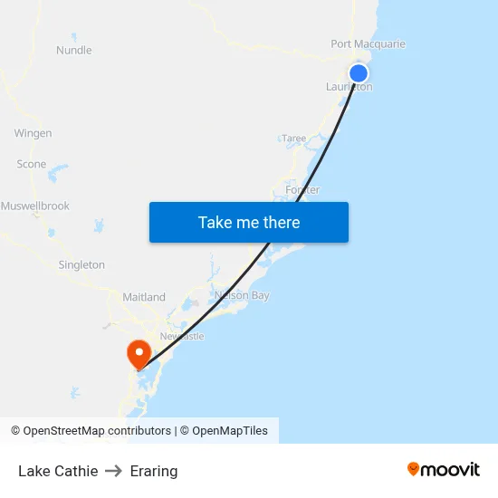 Lake Cathie to Eraring map