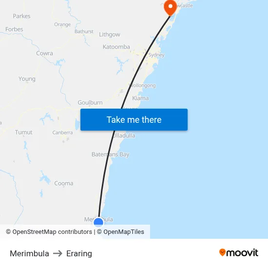Merimbula to Eraring map