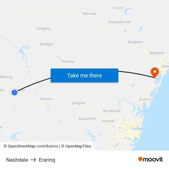 Nashdale to Eraring map