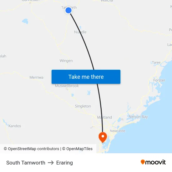 South Tamworth to Eraring map