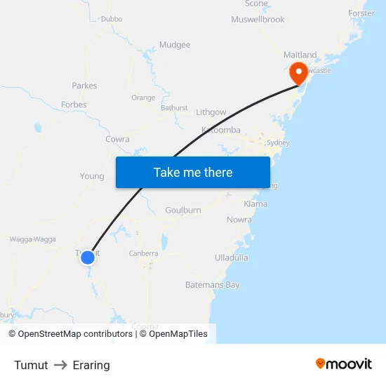 Tumut to Eraring map