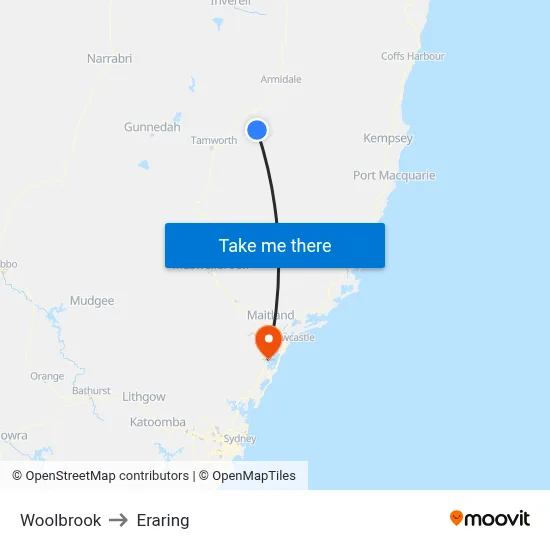 Woolbrook to Eraring map