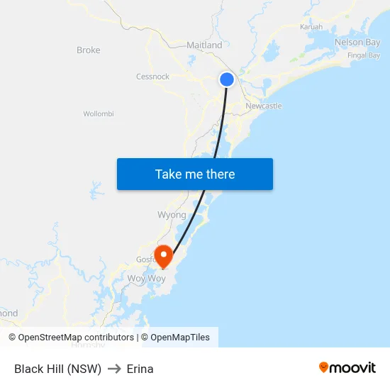 Black Hill (NSW) to Erina map