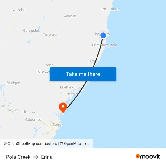 Pola Creek to Erina map