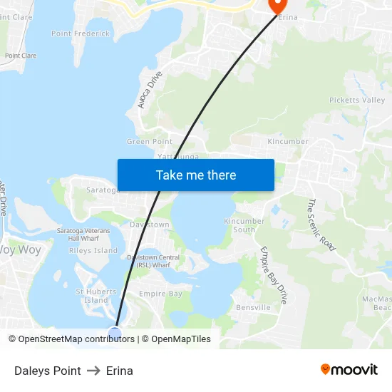 Daleys Point to Erina map