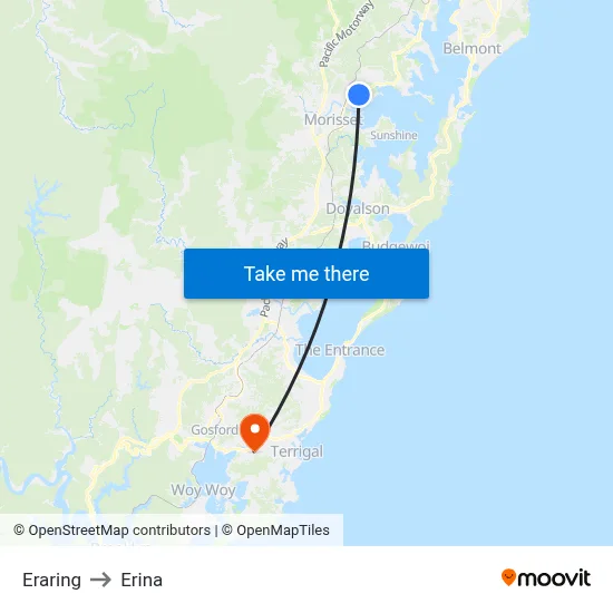 Eraring to Erina map