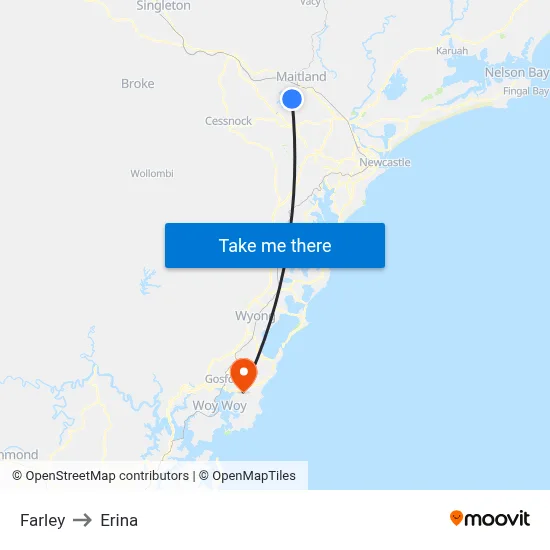 Farley to Erina map