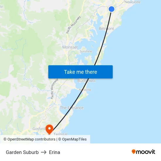 Garden Suburb to Erina map