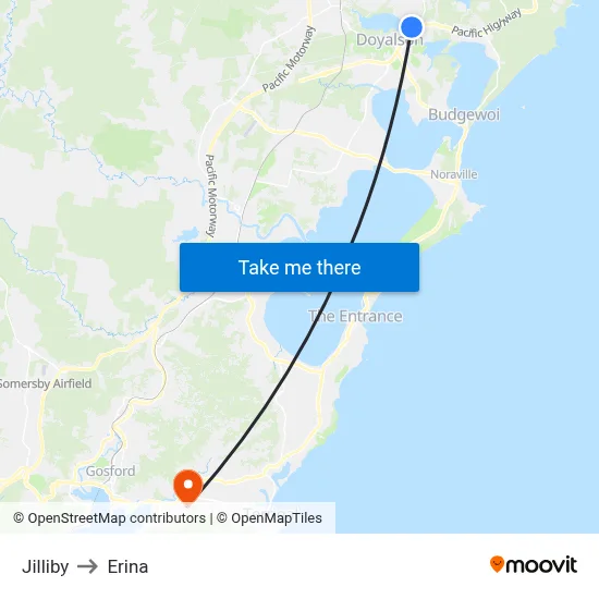 Jilliby to Erina map
