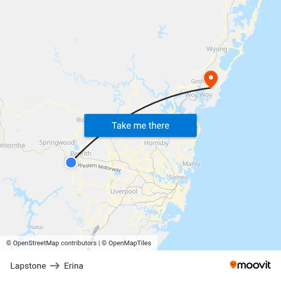 Lapstone to Erina map