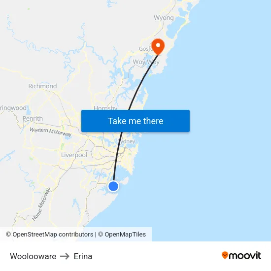 Woolooware to Erina map