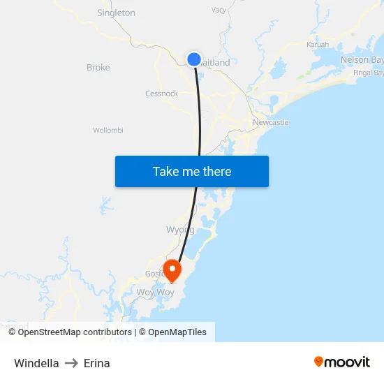 Windella to Erina map
