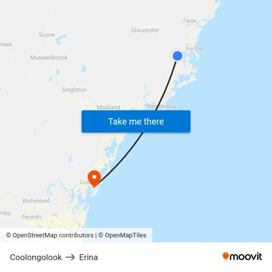 Coolongolook to Erina map