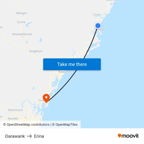 Darawank to Erina map