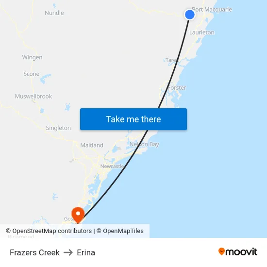 Frazers Creek to Erina map