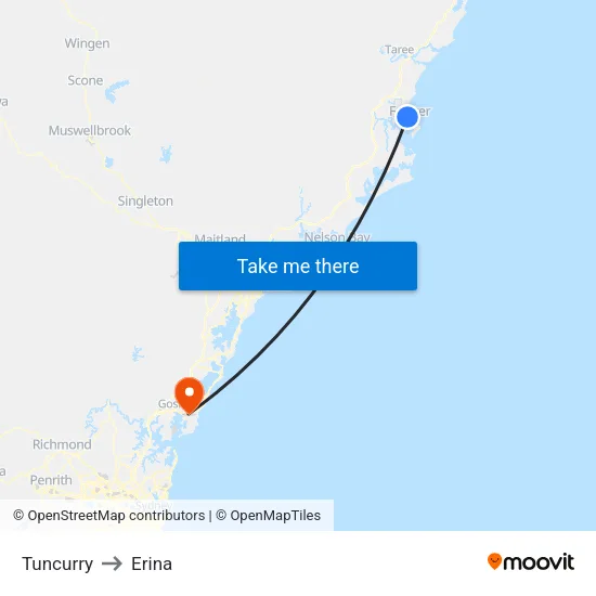 Tuncurry to Erina map