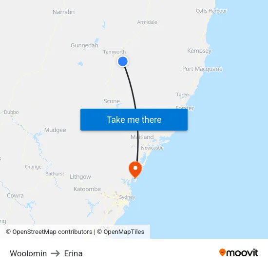 Woolomin to Erina map