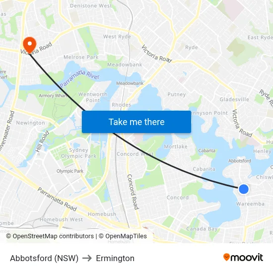 Abbotsford (NSW) to Ermington map