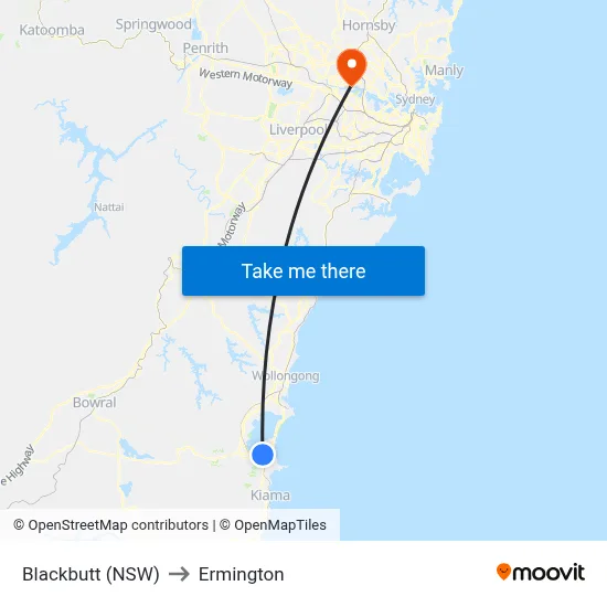 Blackbutt (NSW) to Ermington map