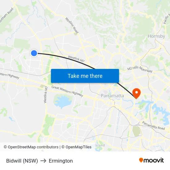 Bidwill (NSW) to Ermington map