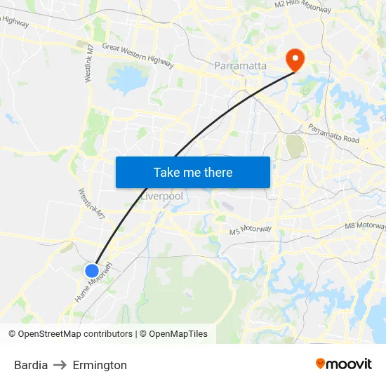Bardia to Ermington map
