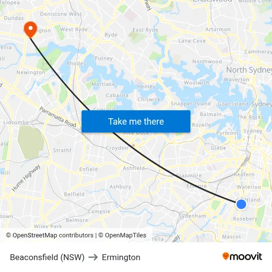 Beaconsfield (NSW) to Ermington map