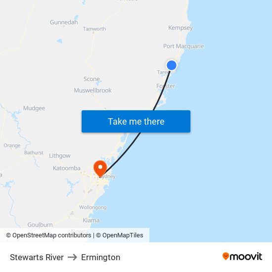 Stewarts River to Ermington map