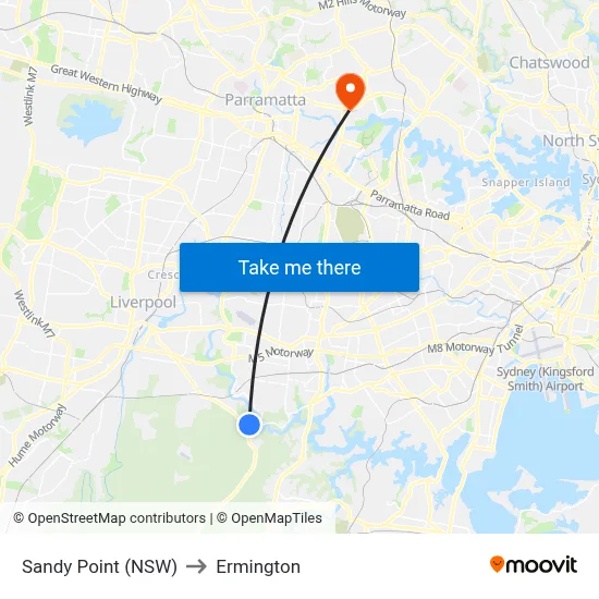 Sandy Point (NSW) to Ermington map