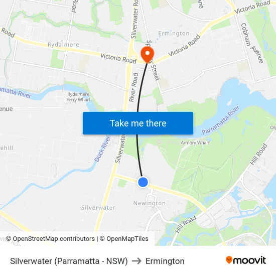 Silverwater (Parramatta - NSW) to Ermington map