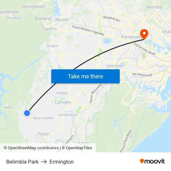 Belimbla Park to Ermington map