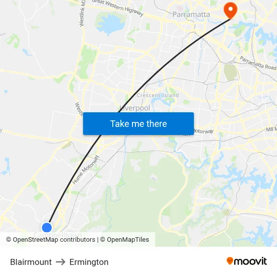 Blairmount to Ermington map