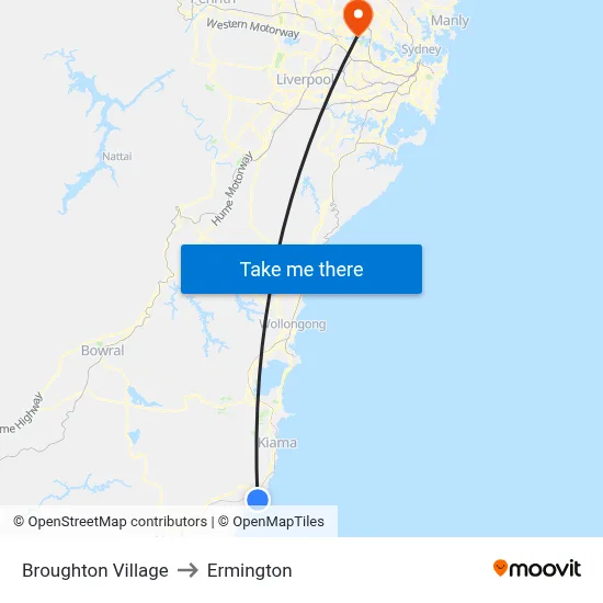 Broughton Village to Ermington map