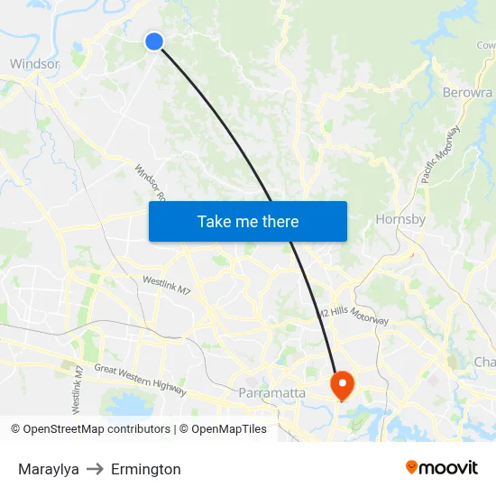 Maraylya to Ermington map