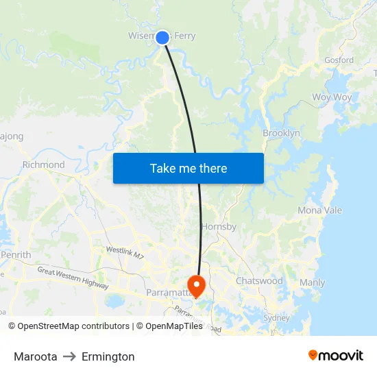 Maroota to Ermington map