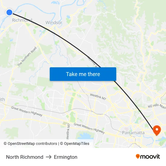 North Richmond to Ermington map