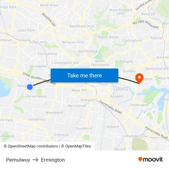 Pemulwuy to Ermington map