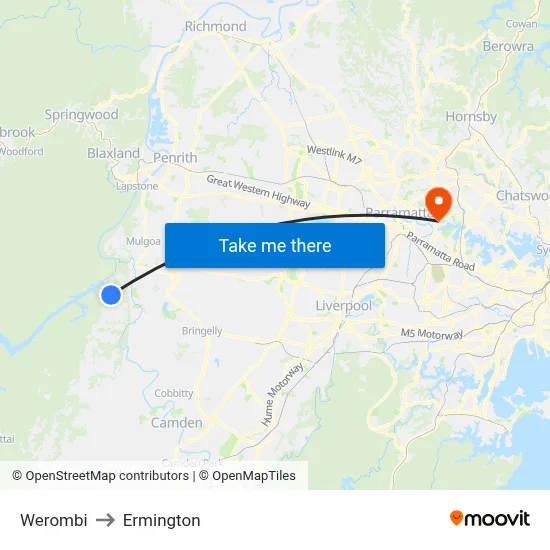 Werombi to Ermington map