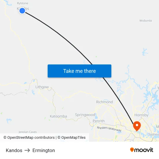 Kandos to Ermington map