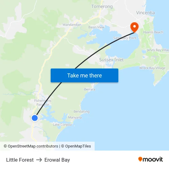 Little Forest to Erowal Bay map