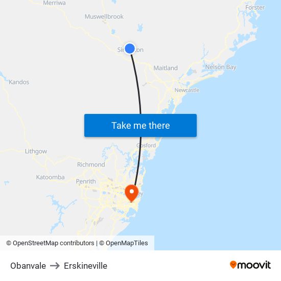 Obanvale to Erskineville map